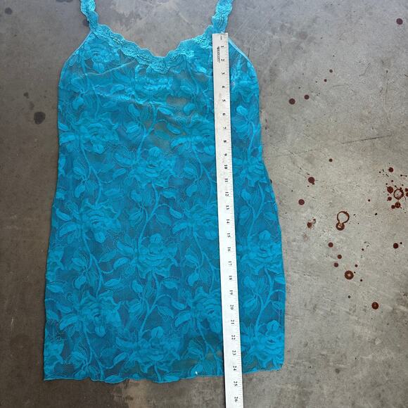 VTG Victoria's Secret Slip Dress Women's M Blue Lace Floral NightGown Nightie - Picture 2 of 8